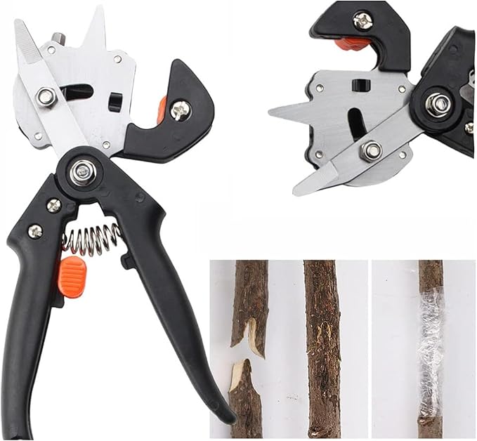 Premium Garden Grafting Shears Professional Grade Pruning Tool with 3 Interchangeable Blades for Fruit Tree Grafting and Plant Propagation (10113A Cloth Bag)