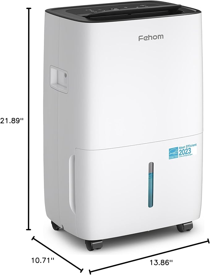 Fehom 80 Pints Dehumidifier Most Efficient Energy Star - 5,000 Sq. Ft. Dehumidifier for Basement with Drain Hose and 1.06 Gal Water Tank, Smart Dehumidifiers for Home, Large Rooms(JD025L-80)
