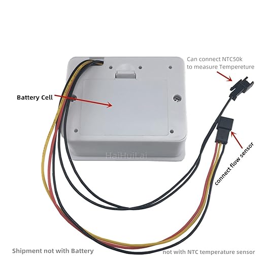 Water Flow Sensor Digital LCD Display Water Flow Sensor Meter, Flowmeter Totalmeter with 3/8" / 1/4" Flow Battery Working Meter(3/8")