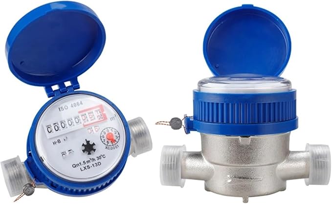 Male Thread Water Flow Sensor Smart Water Meter Digital Display Pointer Flow Measuring Instruments Home Measuring Tools with Copper Fittings