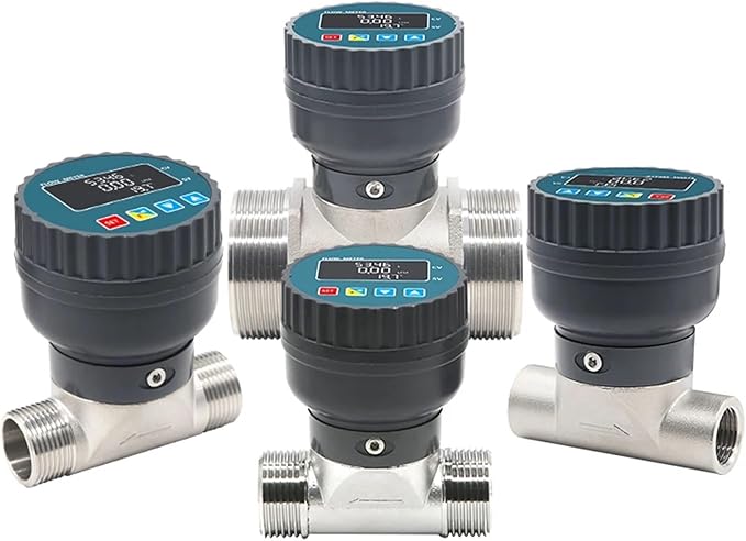 1Pcs RS485 Digital Display Flowmeter Stainless Steel Smart Electronic Flow Meter Flow Sensor Water, For Farm/Garden Irrigation(DN50,MALE THREAD_LCD VERSION)