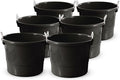 HOMZ 6-Pack Utility Tub, Large Plastic Storage Bucket with Rope Handles, 17 Gallon, Black - Portable Indoor and Outdoor Buckets for Kitchen, Laundry, Garden, Bathroom, and Garage Organization