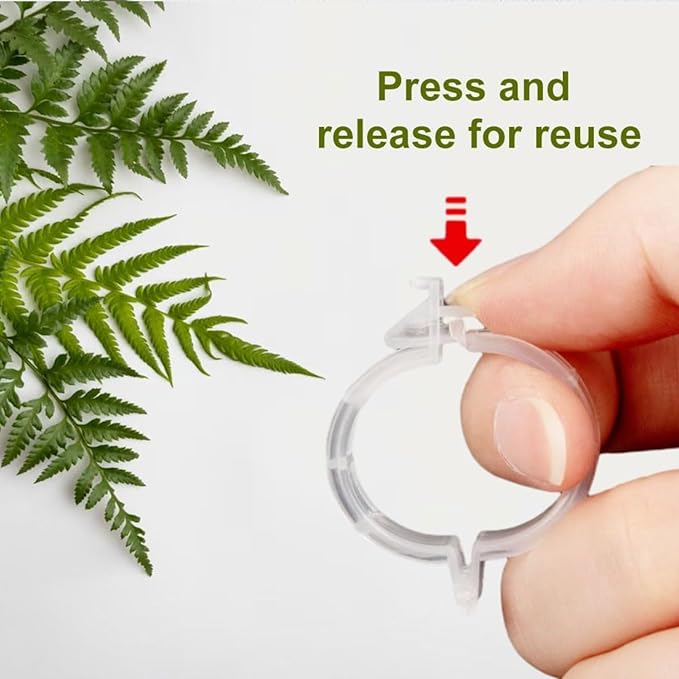 50 Pcs Plant Support Clips, Tomato Clips for String Trellis, Reusable Garden Clips for Climbing Plants, Vine Clips for Stems and Trellis Netting, Plastic Plant Clip for Garden Supplies (White)