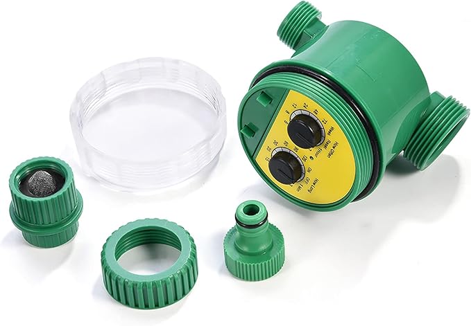 Automatic Watering Timer, Outdoor Garden Irrigation Controller, Two Dial with Waterproof Design - Up to 16 Watering Cycles Daily, Adjustable Watering and Cycle Times, Ideal for