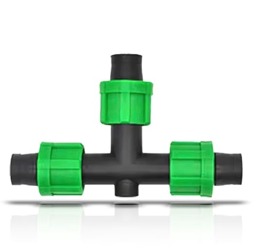 (10-Pack) Drip Irrigation 3-Way Tee 1/2" Universal Perma Connector Barbed Locking Fitting For Drip Tubing - Fits All Brands 16-17mm Drip Tape AG Tubing (10, Tee)