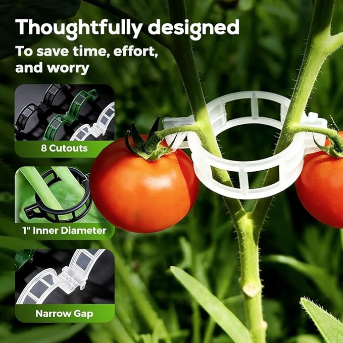 Plant Support Clips, 2026 Upgraded Tomato Plant Clips for Climbing Plants, Reusable Plastic Garden Clip for Grape Cucumber Stems Outdoor Vine Fixing Clip Gardening Supplies (100, White)