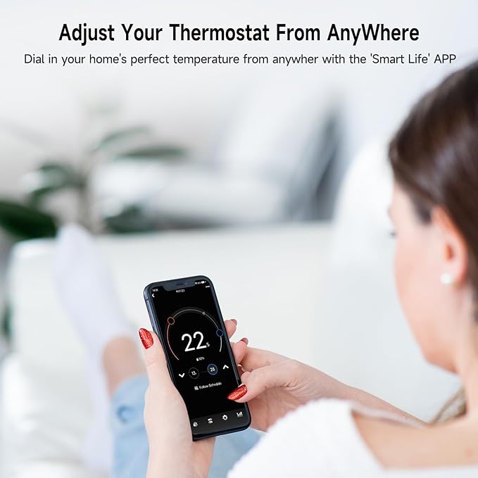 Smart Thermostat for House, WiFi Programmable Thermostat, Compatible with Alexa and Google Assistant, Remote Control Tuya/Smart Life, 𝗖-𝗪𝗶𝗿𝗲 𝗥𝗲𝗾𝘂𝗶𝗿𝗲𝗱