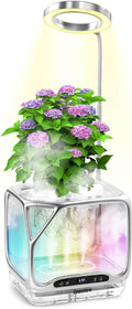 Smart Aeroponics Growing System, Desktop Hydroponic Planter Indoor with Full-Spectrum Grow Light, Humidifier, Heating Function & RGB Mood Lighting, Visual Root Observation for Herbs,Indoor Plants