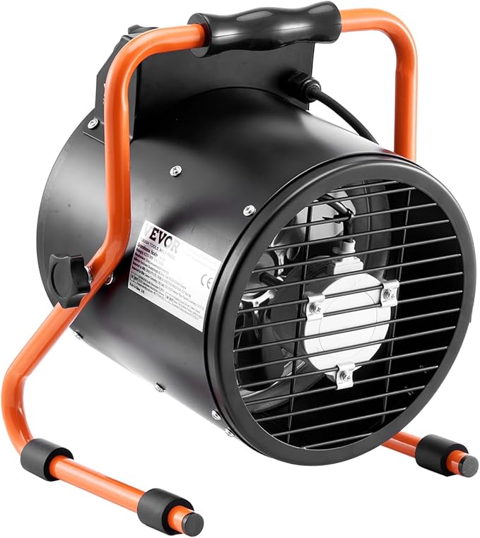 VEVOR Greenhouse Warmer, 1500W Quick Heat Function with Safety Overheat Cut-off, Dual Speed Options Compact Heater for Seedling Tents, Electric Mobile Heating Unit for Gardening Spaces, Work Areas,