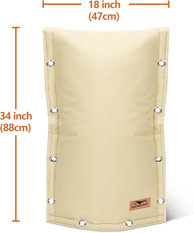 Backflow Preventer Insulation Cover - 3 Way Opening Pipe Insulation Cover for Irrigation Valve, Sprinkler Cover for Outside - Winter Freeze Protection Backflow Cover - 18" W x 34" H, Beige