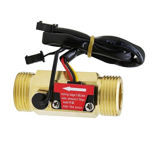 G3/4" Male Thread Brass Water Flow Sensor Switch Hall Effect Liquid Flowmeter Fluidmeter Counter BSP 1-30L/Min（60mm in Total Length）