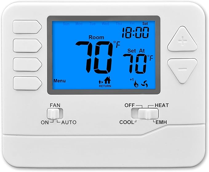 Suuwer 5-1-1 Day Programmable Heat Pump Thermostat for Home up to 2 Heat and 1 Cool