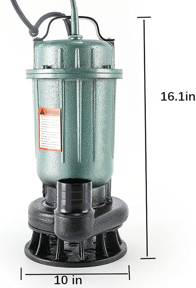1HP Submersible Sewage Pump,220V-240V 4000GPH Sump Pump Dirty Clean Water Pump with Float Switch,2pc NPT connectors,for Pools,Garden,Pond,Irrigation,Flooded Areas