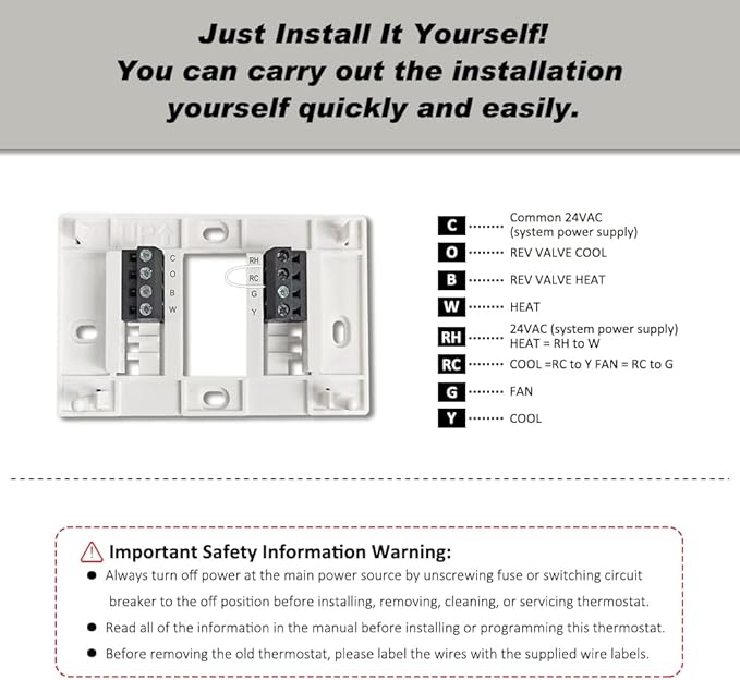 Programmable Thermostat for House, Single-Stage, 1 Heat/1 Cool, Energy-Saving Comfort, White Backlight