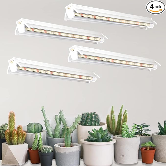 GYTF T5 LED Grow Lights, 204pcs Bulb 5000K White Full Spectrum Plant Light Strips for Indoor Plants, Shelves Greenhouse Seedling, End-to-End Connectable with V-Shaped Reflector