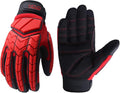 HANDLANDY HLDD Heavy Duty Work Gloves, TPR Protector Impact Gloves, Men Anti Vibration Mechanic Work Glove TouchScreen