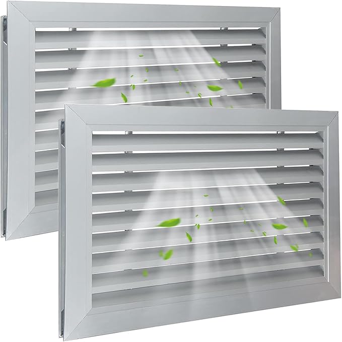 Door Louver Vent Two Sided, Door Vents for Interior Doors, Aluminum Door Air Vent Grille, Metal Louvered Door Vent, Through Door Vent for Bathroom Cabinet (2pcs 20 * 12in)