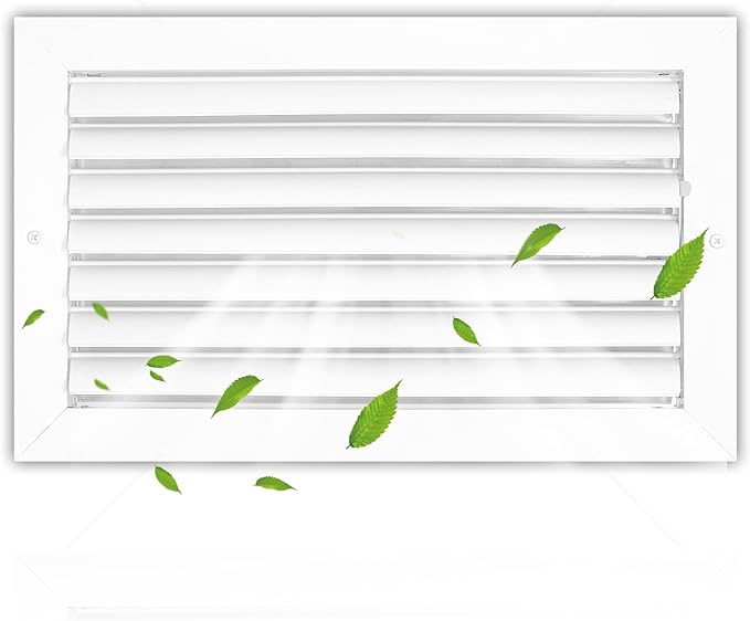Aluminum 14 x 8 in (Duct Opening) 1-Way Air Duct Register Vent Cover for Ceiling and Wall - Modern HVAC Louver Vent Cover Adjustable – Durable Rustproof Wall Grille – Overall Size 15-5/8 x 9-5/8 Inch