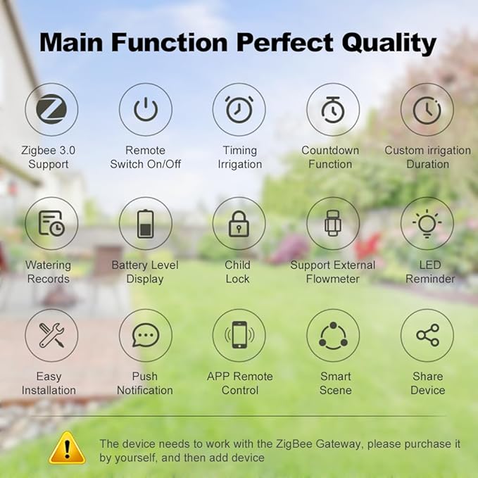 Zigbee Smart Sprinkler Timer,Delay Watering,Irrigation System for Garden,APP & Voice & Remote Control,Compatible with Alexa,Hub Required (US)