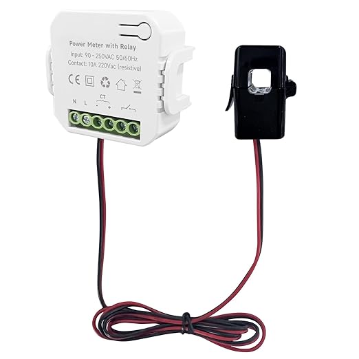 90‑250VAC Smart Energy Monitor Single Phase Clamp Electricity Meter with 200A CT Current Transformer for Home Energy Usage Monitoring