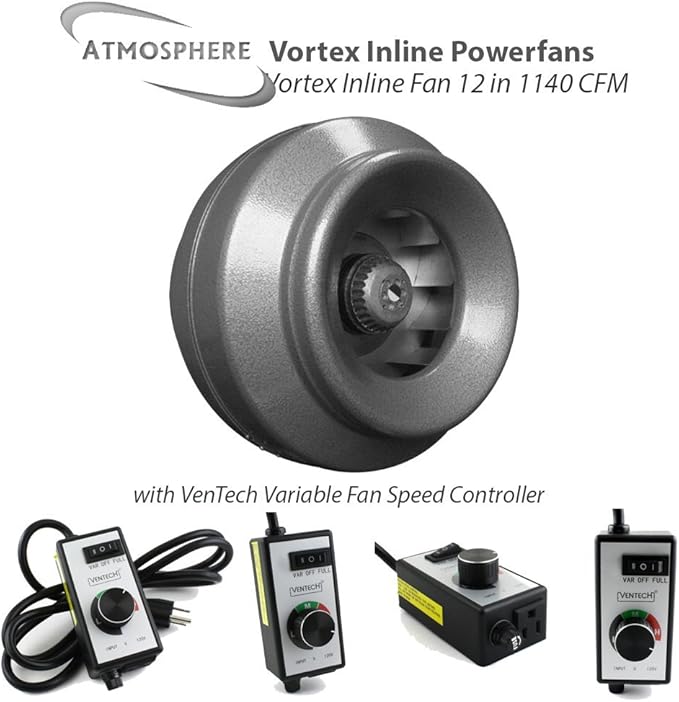 Vortex Powerfans VTX1200 1124 CFM Powerfan, 12-Inch, Silver