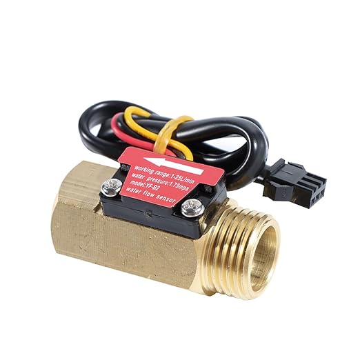 G1/2" Water Flow Sensor Thread Female to Male Brass Switch Hall Effect Liquid Flowmeter Fluidmeter Counter BSP 1-25L/Min（50 mm in Total Length）