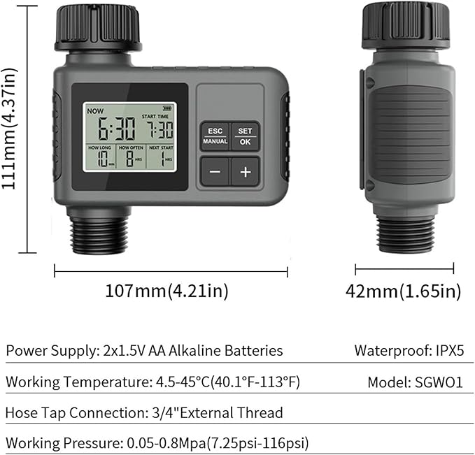 1pc 1/2Way Sprinkler Timer Programmable Garden Irrigation Watering System Irigation Controller(1 Outlet)