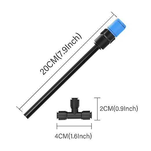 MIXC 20pcs 360° Adjustable Drip Irrigation Vortex Emitters for 1/4" Drip Irrigation Tubing, Only 20pcs Push-to-Connect Drip Emitters and Quick-Connect Three-Way Tubing Fittings