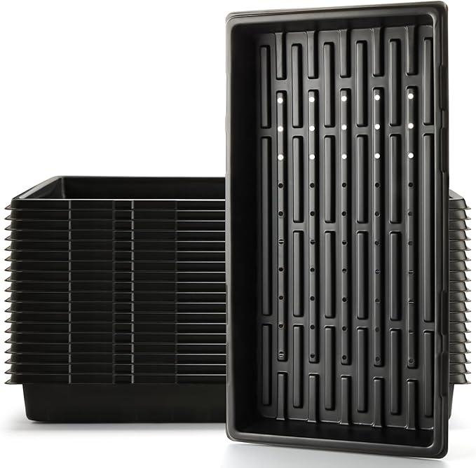 RooTrimmer 18-Pack 1020 Seedling Trays with Holes - Extra Strength Heavy Duty,10" x 20", Reusable 1020 Nursery Trays for Seed Germination, Plant Propagation, Garden Seed Starter and Microgreens