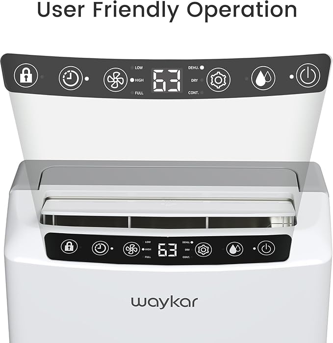 Waykar 2,000 Sq. Ft. 34 Pints 2025 Most Efficient Energy Star Dehumidifier for Basement & Home with Auto or Manual Drainage, Ultra Quiet 33dB, 0.62-Gallon Water Tank