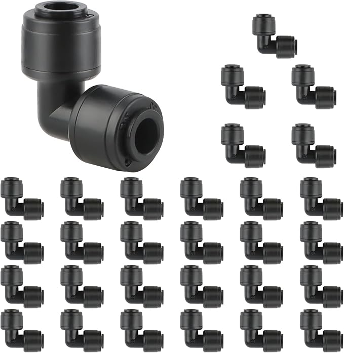 Kalolary 30Pack Quick Connect 1/4" Drip Irrigation Elbow Connector, Universal Barbed Elbow Fittings for 1/4" Irrigation Tubing Leak Free Fittings for Sprinkler or Drip Irrigation System