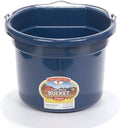 Little Giant® Flat Back Plastic Animal Feed Bucket | Animal Water and Feed Bucket with Metal Handle | 8 Quarts | Navy