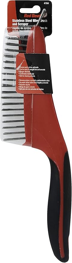 Red Devil 4164 13-Inch Soft Grip Stainless Steel Wire Brush with Scraper