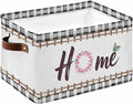 Spring Flowers Storage Bins Cubes Waterproof Cloth Storage Basket, Watercolor Floral Leaf Black Plaid Foldable Storage Bags for Shelf Closet Clothes Storages Organizers with Handles 15x11x9.5 in 1PCS