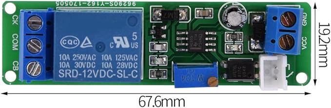 DC 12V Adjustable Delay Timer Module with 1–10 Second Off-Delay Relay Switch for Automotive Electronics, Industrial Control and DIY Projects