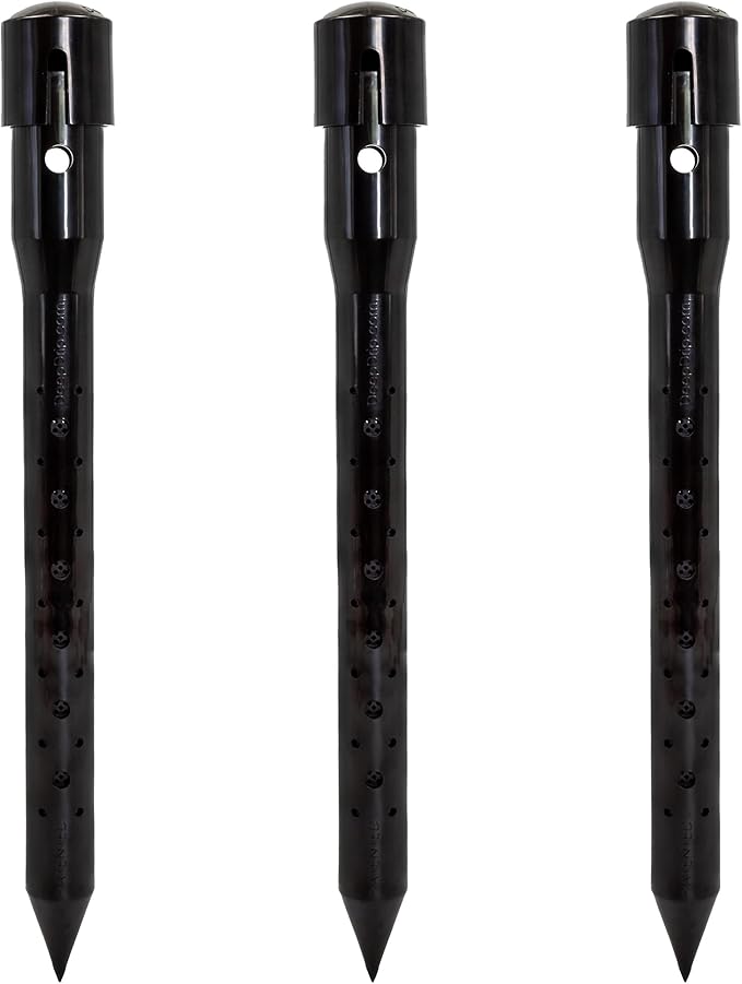 14 in. DEEP DRIP Plant Watering Stake (3 Pack) (Black) | UV-Protected ABS Plastic Deep Root Irrigation Spike for Yard Plants, Shrubs, Vines