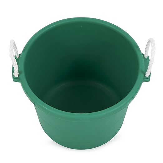 Tuff Stuff Products MCK70GR 17.5 Gallon Weather Resistant Plastic Muck Bucket Pail with Rope Handles for Home or Garden Use, Green