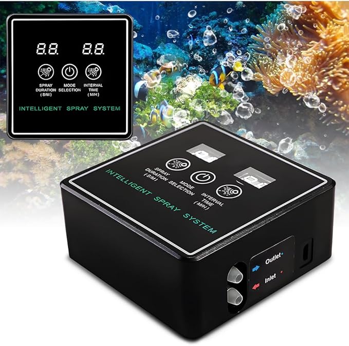 Reptile Sprayer Smart Spray System Touch Screen Controller Reptile Mister with Automatic Timer Low Noise 360 Degree Adjustable Mist Nozzle for Terrarium Amphibian Lizard Snake Frog Plants
