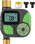 Kingdder Water Timer, Sprinkler Timer with Brass Inlet and Outlet Programmable Garden Hose Faucet with Rain Delay/Manual/Automatic Irrigation System for Yard Lawn IP54 Waterproof (1 Outlet)