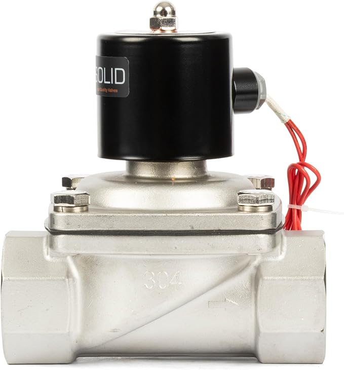 U.S. Solid Smart WiFi Stainless Steel Solenoid Valve, 2", 110V AC, Normally Closed, App Remote Control for Irrigation & Automation
