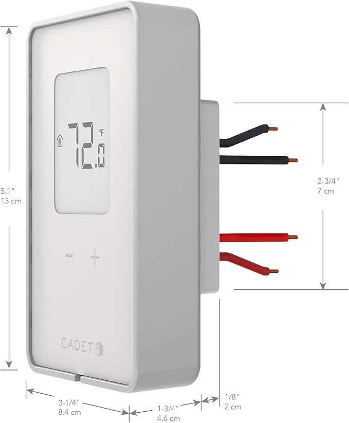 Cadet Electronic Wall Thermostats Double Pole Programmable (Model: TEP362DW, Part: 08204), 15 Amp, 120/208/240 Volt, 1800/3120/3600 Watt, White