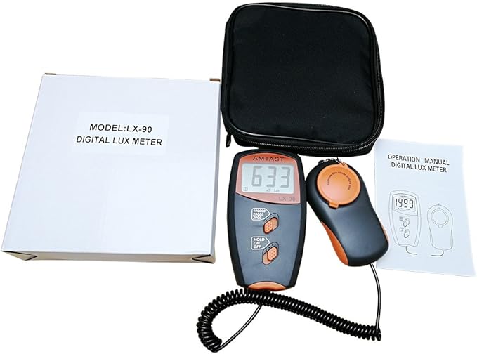 Digital LUX Meter Digital Indicator UV Meter Light Meter with LCD Display Luxmeter for 0-100,000 Lux Range High Ambient Light Meter with Backlight (Model LX-90)