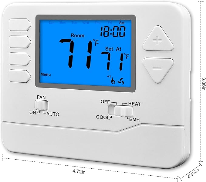 Suuwer Non-Programmable Heat Pump Thermostat for Home up to 2 Heat and 1 Cool