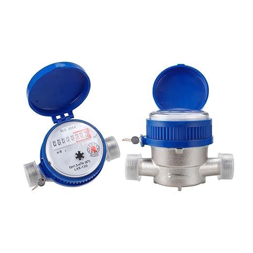 Male Thread Water Flow Sensor Smart Water Meter Mechanical Rotary Wing E-Type Digital Display Pointer Counter Cold Water Meter Measuring Tools