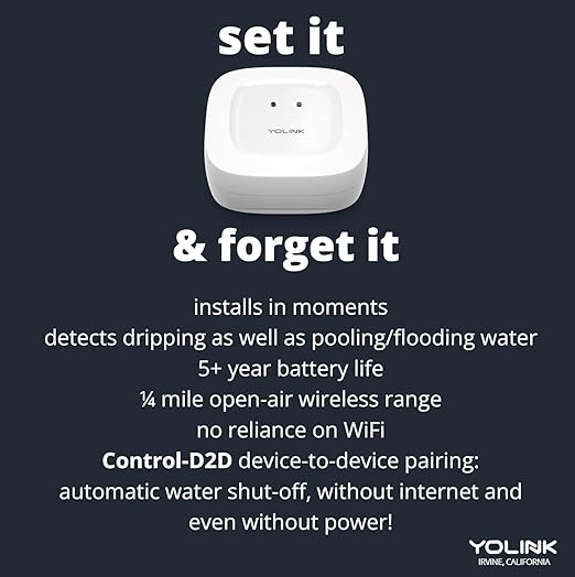 YoLink Water Leak Starter Kit: Hub + 6 Leak Sensor 1 (Silent), LoRa Long-Range, App/SMS/Email Alerts, D2D Offline Triggers, 2 AAA Up to 5-Year Battery, Compatible with Alexa/IFTTT/Home Assistant