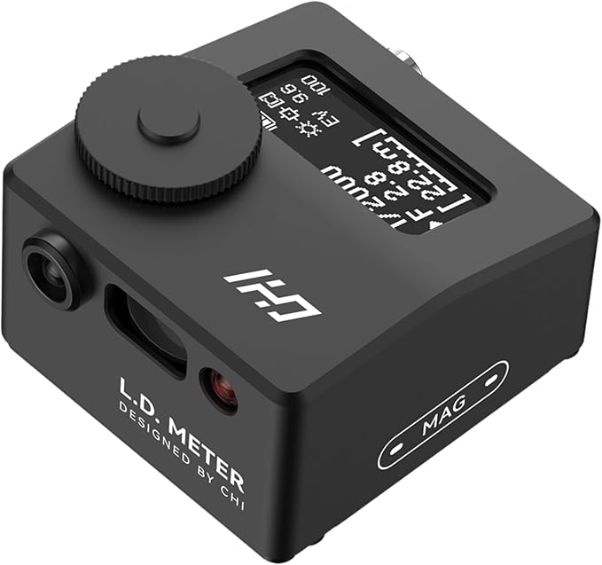 CHI L.D. Light Meter Pro - Precise Lighting and Laser Distance Measure for Leica and Vintage Camera Film Photography (Black)