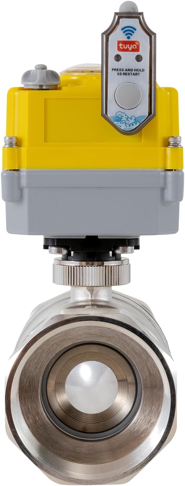 Smart electric valve 1 1/2 inch ball valve Tuya APP smart wifi water valve, 24V electric actuator AC110V-230V power adapter and automatic return setting. Smart timing water valve DN40MM