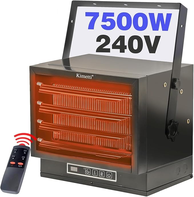 INNOVATIVE LIFE 7500W Electric Garage Heater 240V with Thermostat and Timer, Efficient Fan-Forced Shop Heater with Safety Overheat Protection and Full-Function Remote, Hardwired(NO PLUG)