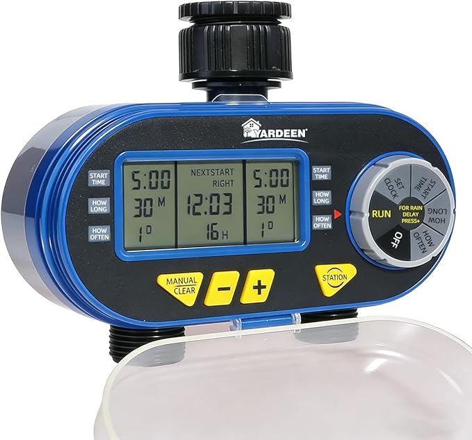 Sprinkler Timer,Outdoor Water Timer for Garden Hose, Programmable with Rain Dela Garden Electronic Irrigation Controller System Color Blue
