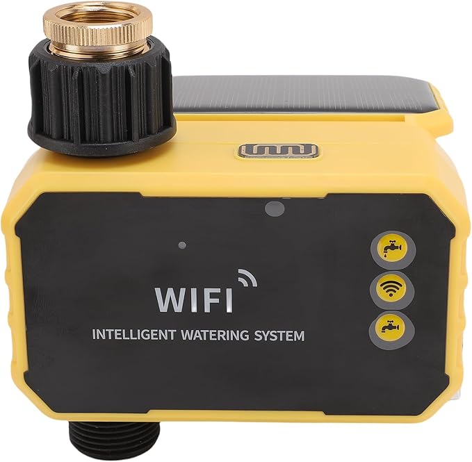 RiToEasysports Solar Smart WiFi Water Timer, Automatic Garden Hose Sprinkler Valve with Mobile APP Control and Rain Sensor, for Balcony Garden Outdoor Irrigation